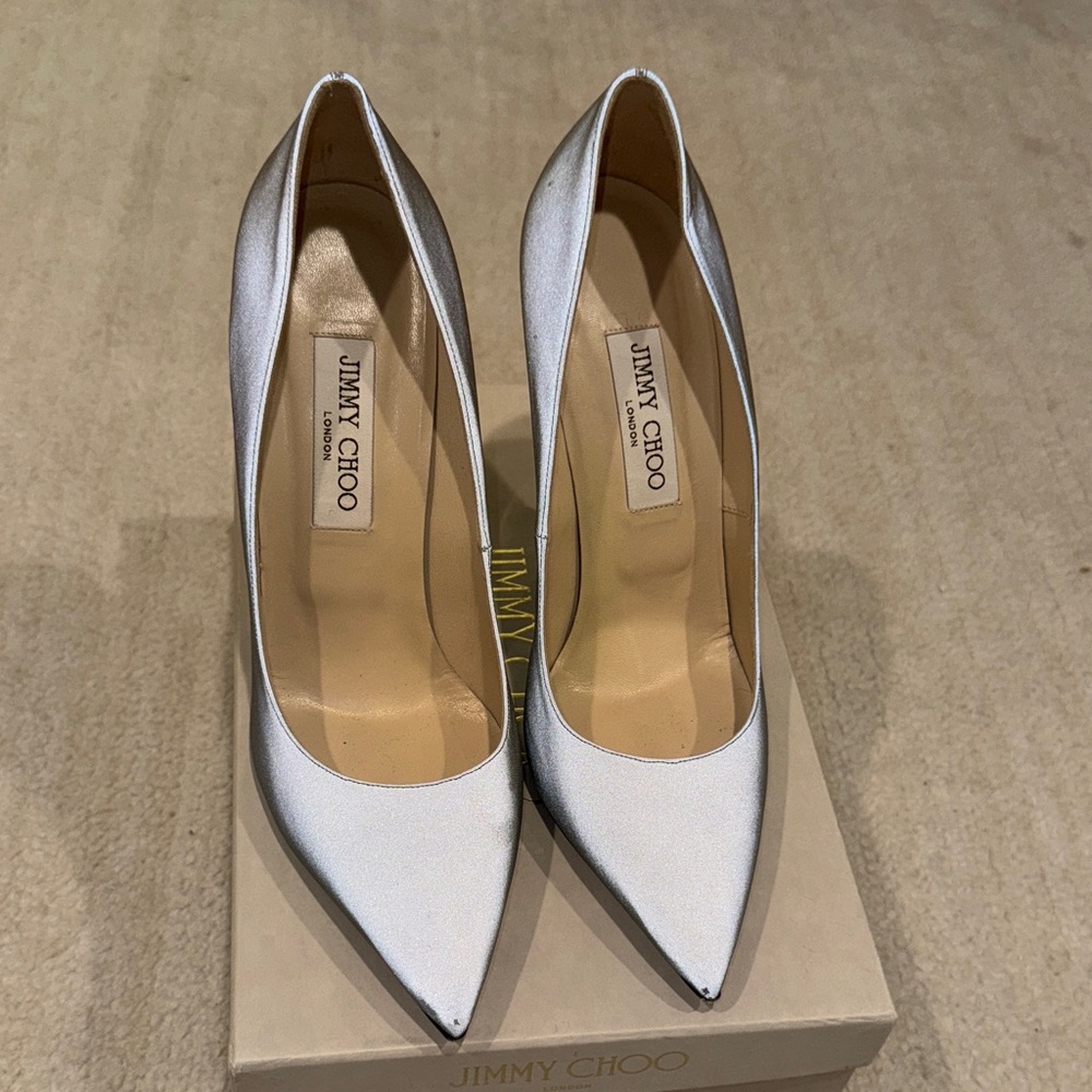 Jimmy Choo Anouk reflective  Silver Heels - Picture 4 of 11
